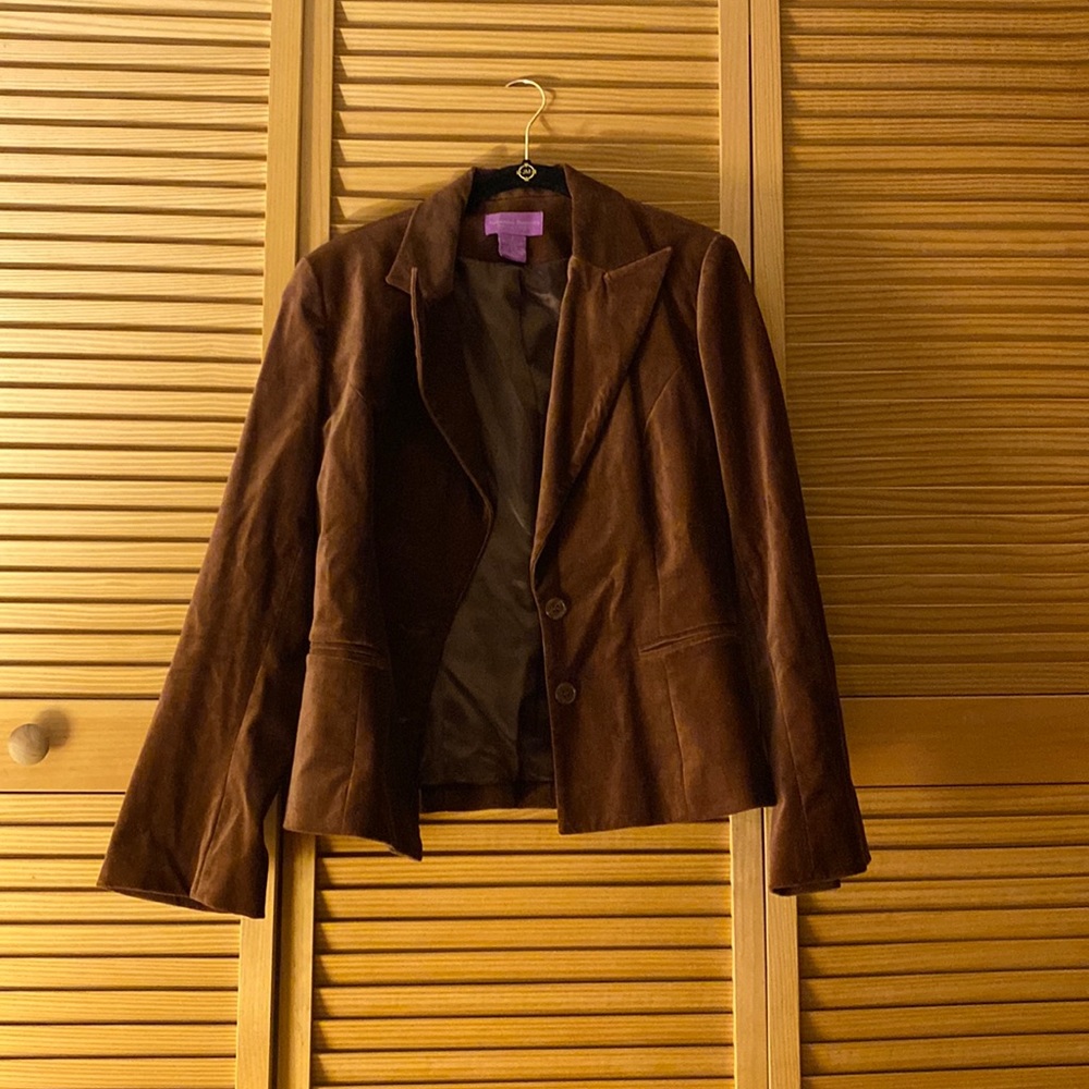 Brown Velvet Pants Suit Jacket.